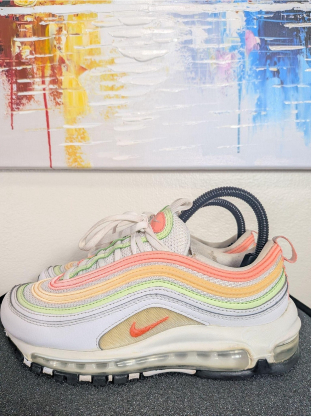 Nike Air Max 97 Shoes Womens Size 6 Multicolor Striped Sneakers CZ6087-100